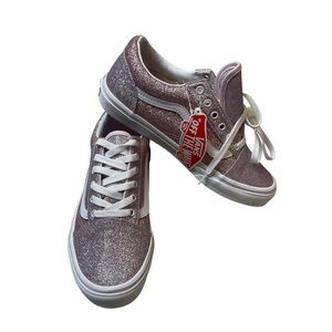 VANS 2 Tone Pink Glitter Bling Old Skool Lace Up Sneakers Shoes Youth Size 5.5